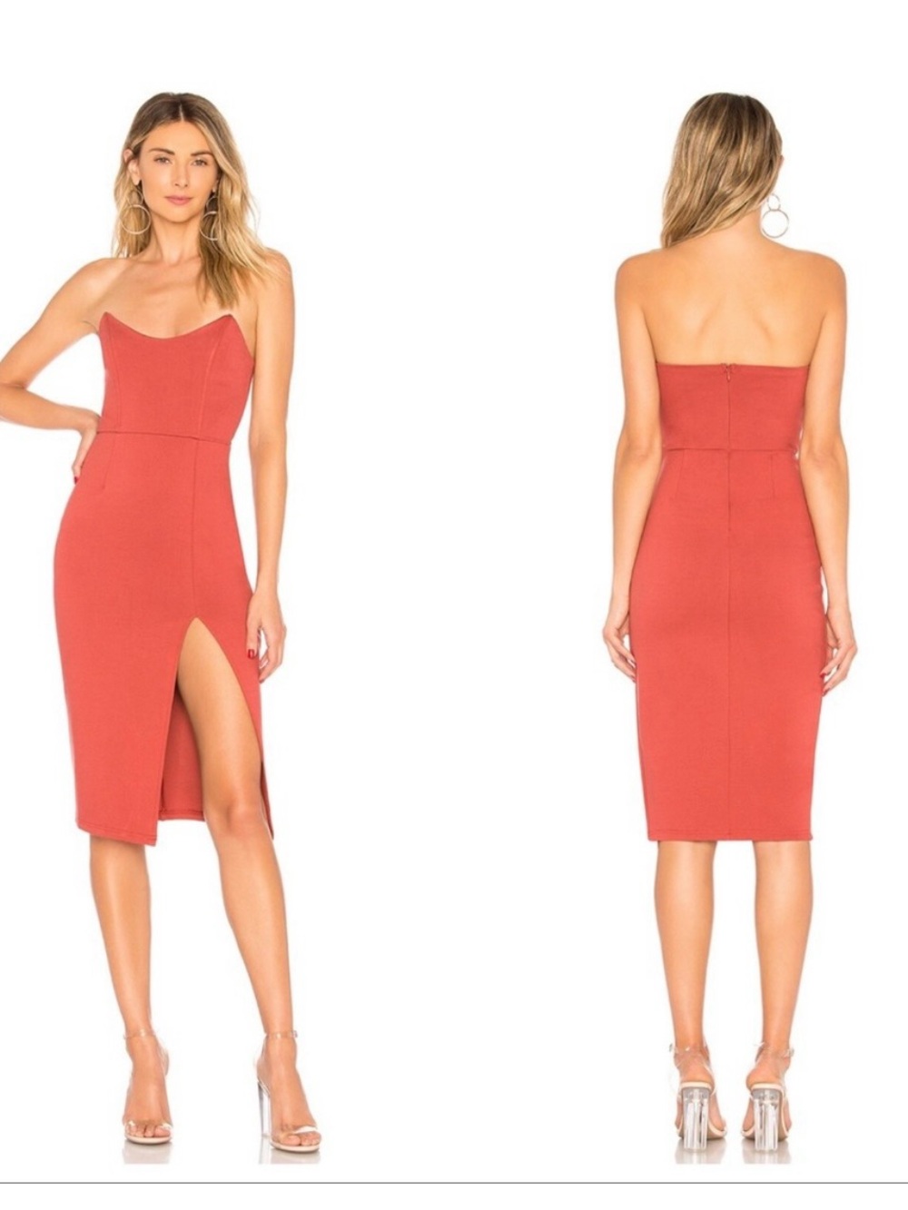 superdown Midi Dress with Front Slit - dusty rose